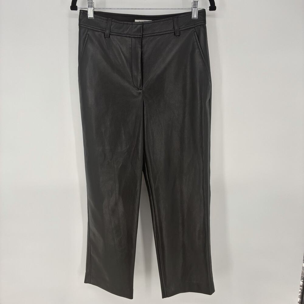 Aritzia Babaton Faux Leather Pants Womens 8 Black High Rise Straight Leg Crop